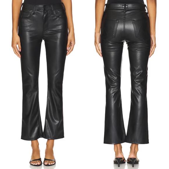 MOTHER NWT The Insider Flood Pants Women’s Size 24 Black Faux Leather